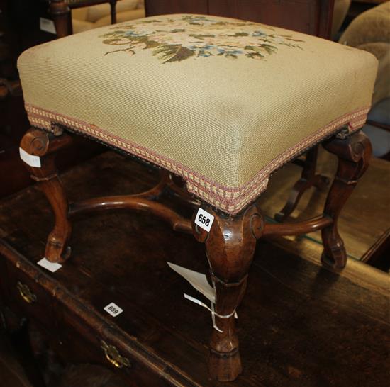 Queen Anne style walnut stool